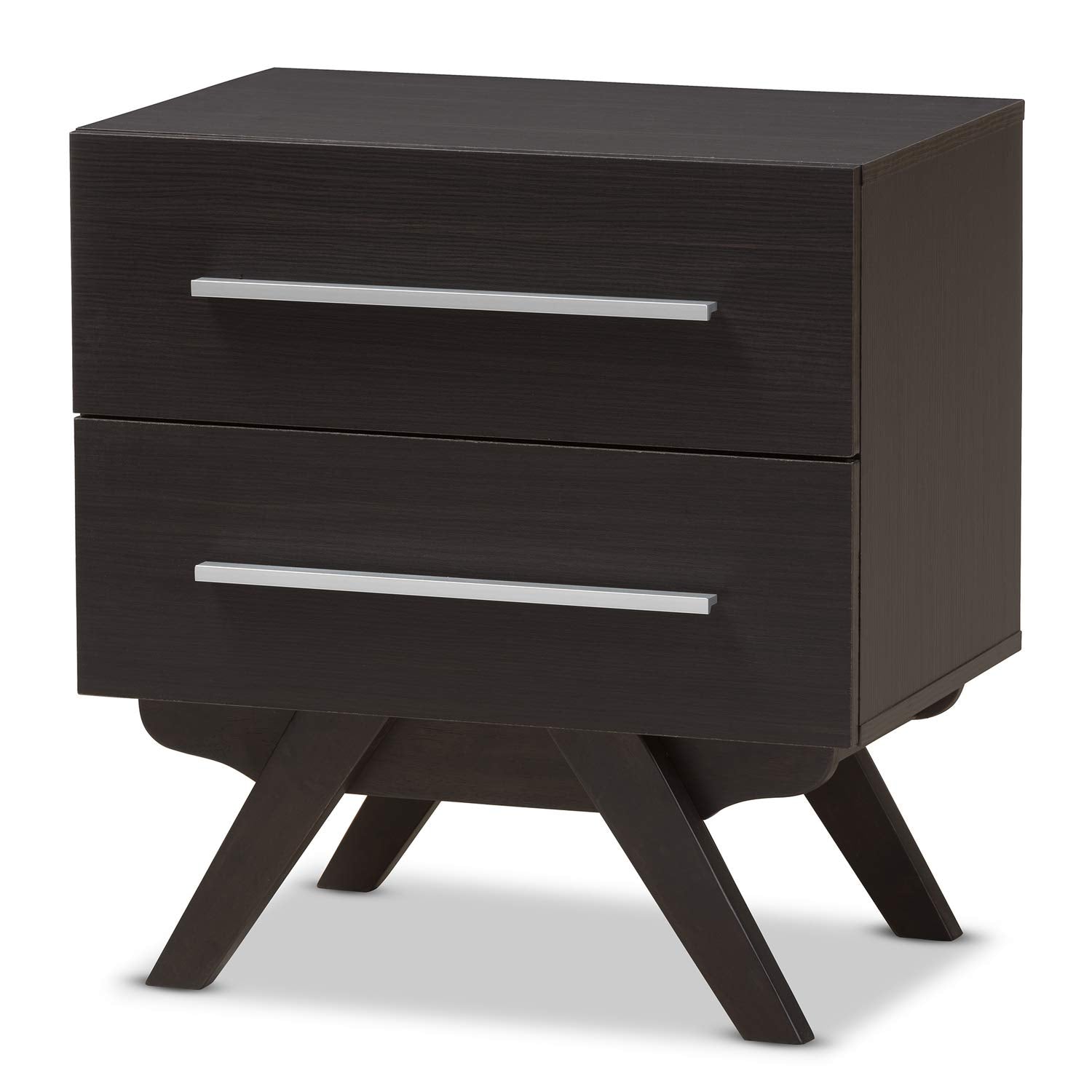 Baxton Studio Auburn 2 Drawer Nightstand in Dark Brown